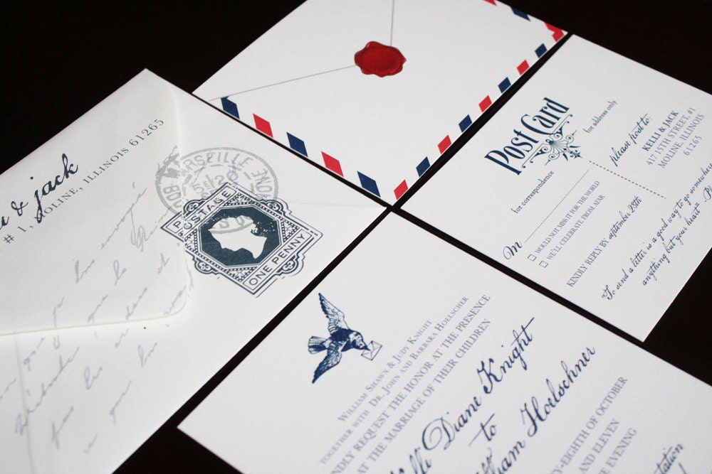Wedding Invitation - Love Letter Airmail