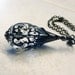 May Sale 10% off - Black Lace Elegant Tear Drop Pendant