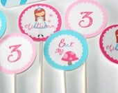 Alice In Wonderland Cupcake Toppers Set of 12
