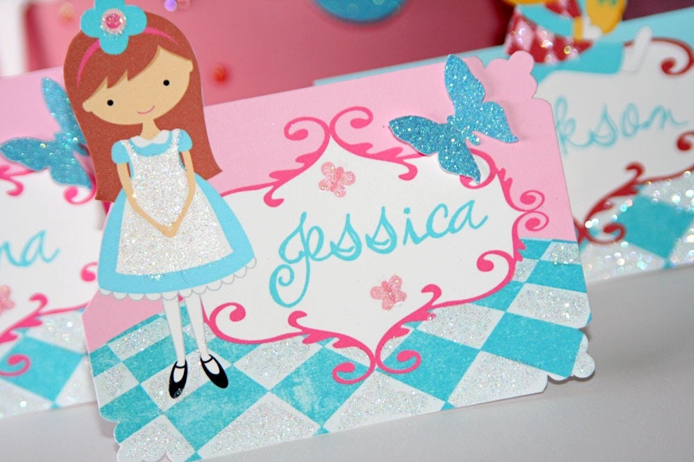 Alice In Wonderland Custom Place Card Set Of 8