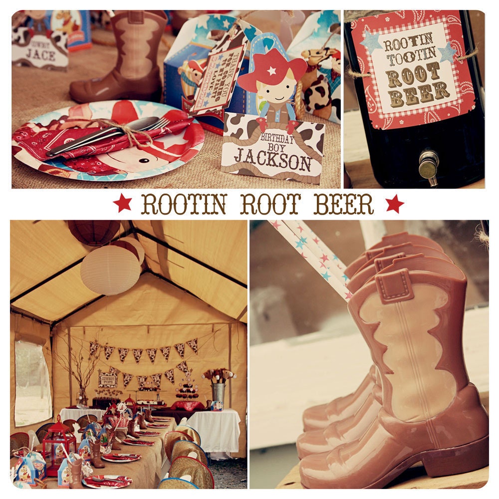 Cowboy Favor Tags Rootin Tootin Western Party Favor Tags Set of 10