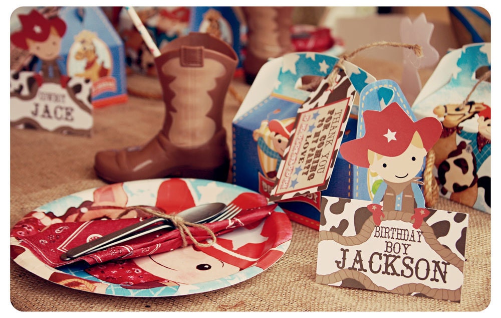 Cowboy Favor Tags Rootin Tootin Western Party Favor Tags Set of 10
