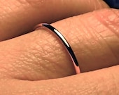 thin ROSE gold ring band in solid 14k PINK gold Wedding handmade plain classic smooth full round simple organic skinny stacking spacer