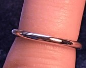 14k Pink 2mm wide Wedding ring full round Rose gold band handmade classic smooth finish organic metalwork fine plain and simple unisex ring