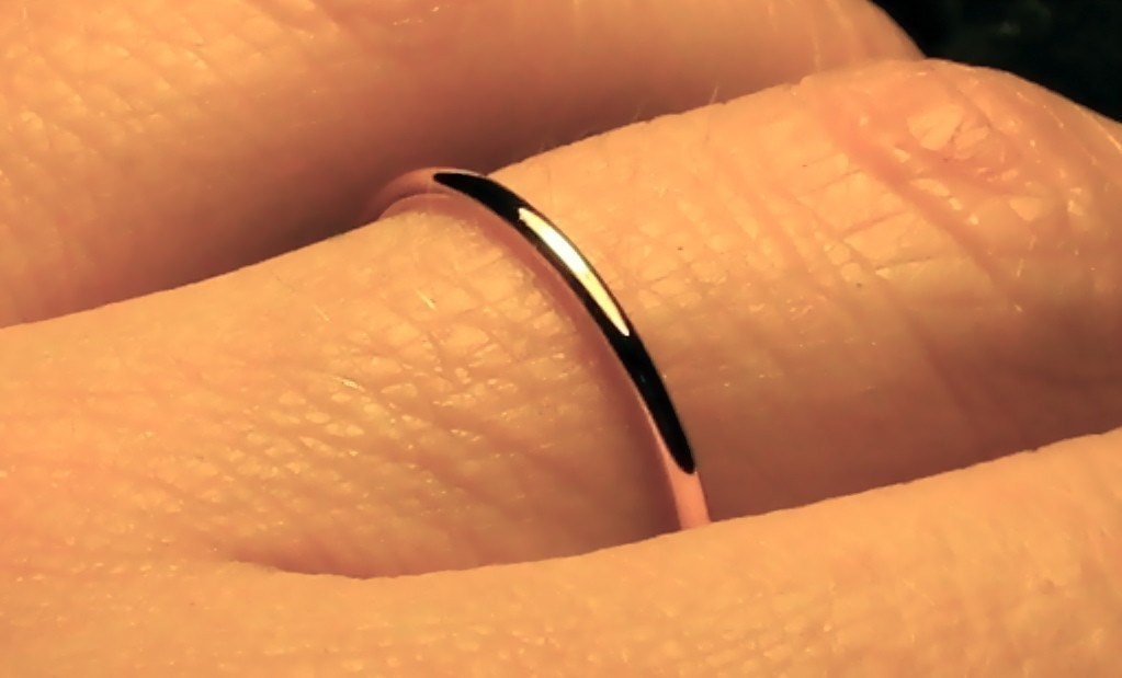 Thin gold Wedding band solid 14k YELLOW gold handmade ring full round classic fine petite dainty smooth simple 1.3 mm stackable ring