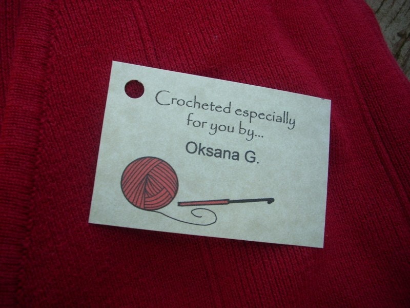 Personalized crochet gift tags with care info
