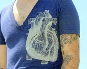 Unisex ANATOMICAL HEART Deep V Neck t shirt american apparel xs s m l xl