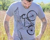 FOX on a Bicycle Mens American Apparel T Shirt - Grey Shirt (Custom colors available)