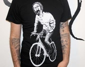 Zombie on a Bike T Shirt - American Apparel Black Shirt - Size xs, s, m, l, xl, and xxl