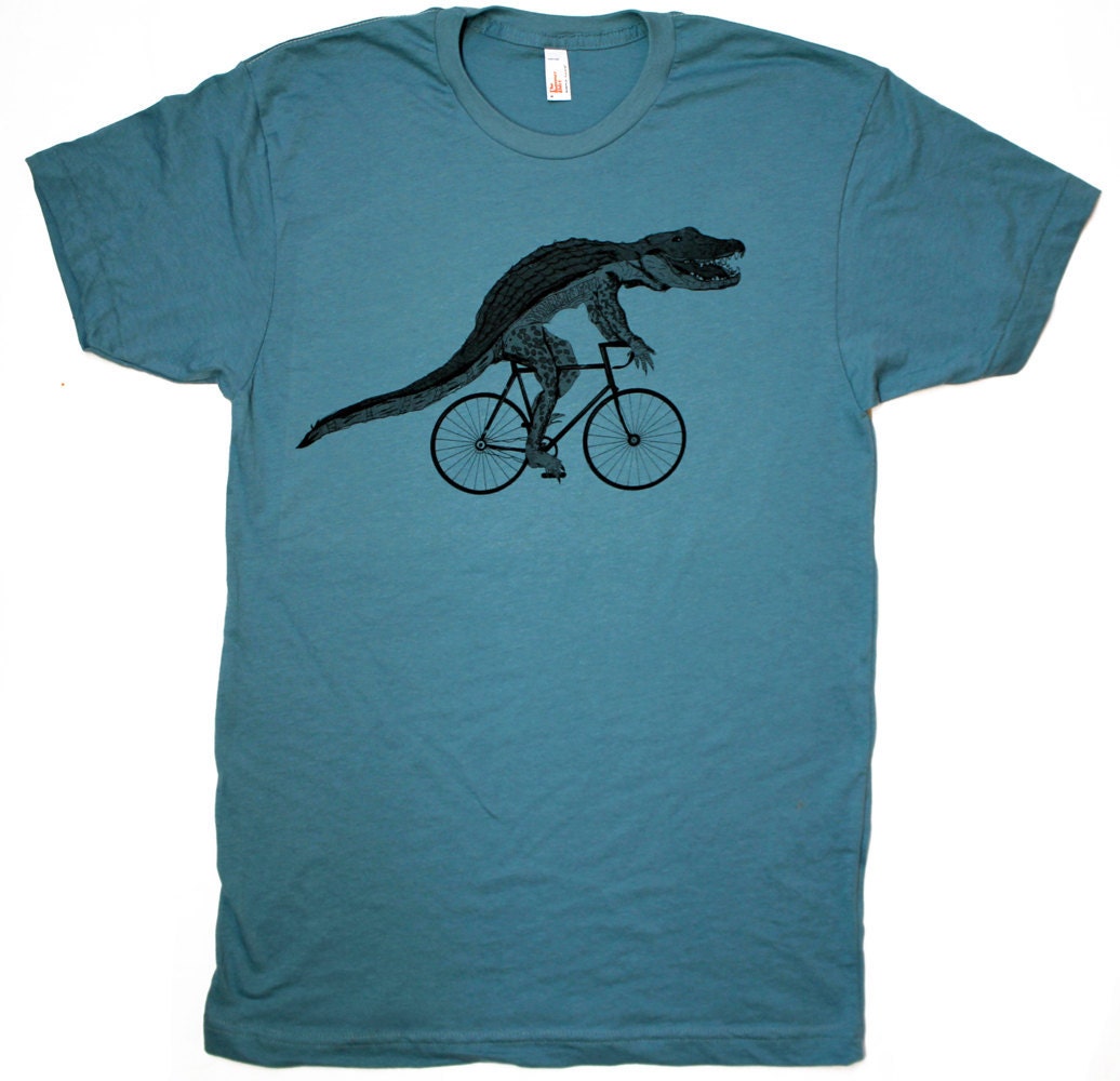 Mens ALLIGATOR bicycle T-Shirt american apparel (More color options available)