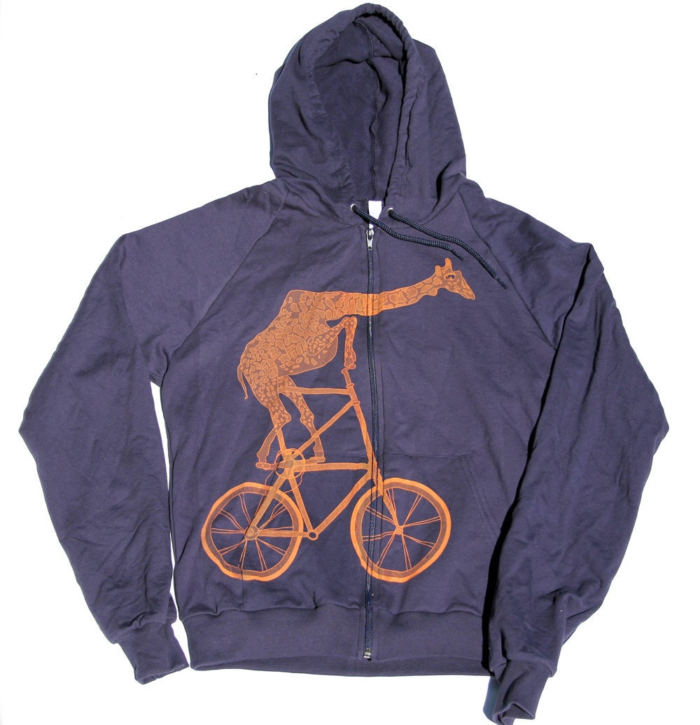 Unisex Urban GIRAFFE Hoody american apparel s m l xl and xxl Navy California Fleece