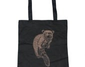 Bear on a mountain BIKE Screen Printed Tote Book Bag