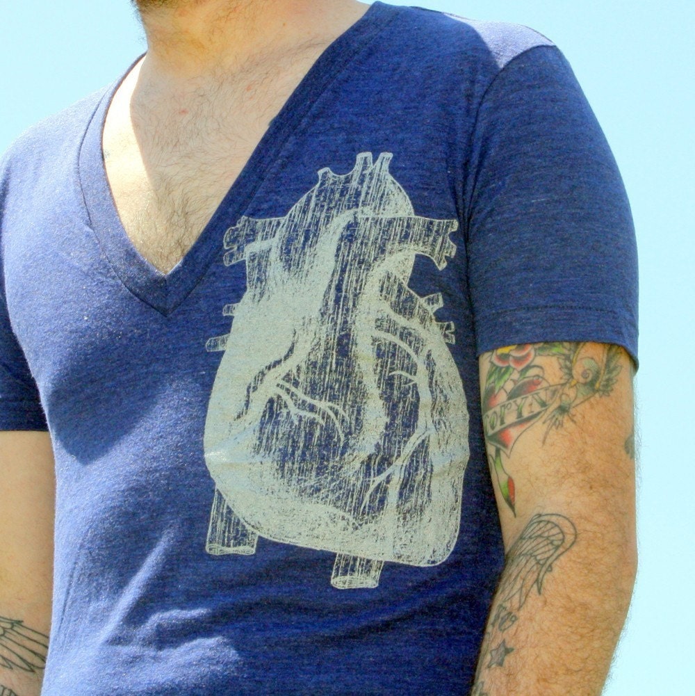 Unisex ANATOMICAL HEART Deep V Neck t shirt american apparel xs s m l xl