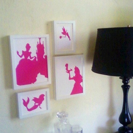 Set of 4 Disney Princess Silhouettes