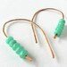 Copper Hoop Earrings Apple Green Color Gem Beads