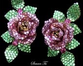 Vintage Siman Tu Rose Earrings 1990s Clipbacks
