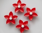 4 red delicious flower magnets