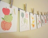Alphabet Nursery Art Print, Kid Wall Art, Alphabet Flash Cards, Set of 26 5 x 7 Cards, Children's Art, Letter Art, Children Decor, Baby Art