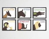 Nursery Art, Children's PRINT - Jungle Animals, Art for Children, Children Decor, Jungle Nursery, Jungle Decor, Monkey, Lion, Giraffe, Tige