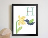 Alphabet Nursery Art Print, Alphabet Art, Letter H, H is for Hummingbird, Kid Art, Children Decor, Nursery Wall Decor, Baby Art Print