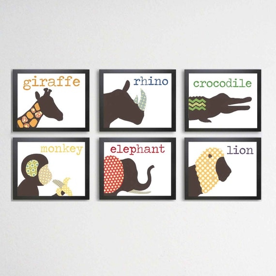 Nursery Art, Children's PRINT - Jungle Animals, Art for Children, Children Decor, Jungle Nursery, Jungle Decor, Monkey, Lion, Giraffe, Tige
