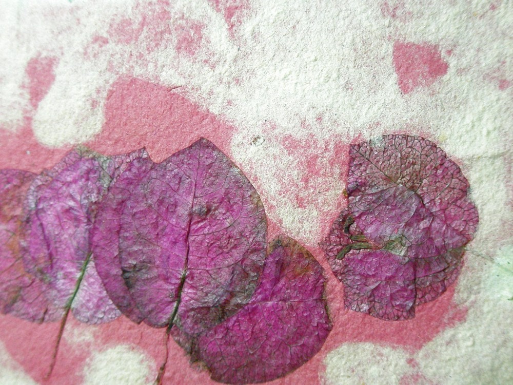 Bougainvillaea Laced Handmade Recycled Papers (4- Blossom\/Hayfield With Pressed Fuchsia Bougainvillaeas)