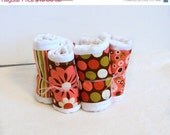 On Sale Diaper Burp Cloths - Pink & Brown Flowers, Dots, and Stripes - Set of 4
