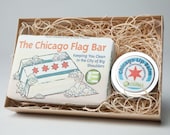Chicago Flag Organic Vegan Gift Set -- Soap Bar and Peppermint Lip Balm