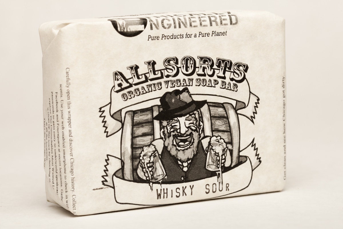 Vegan Organic Allsorts prohibition liquor Scented High Lather Soap Bars -- Whisky Sour 2 PACK -- Made In America
