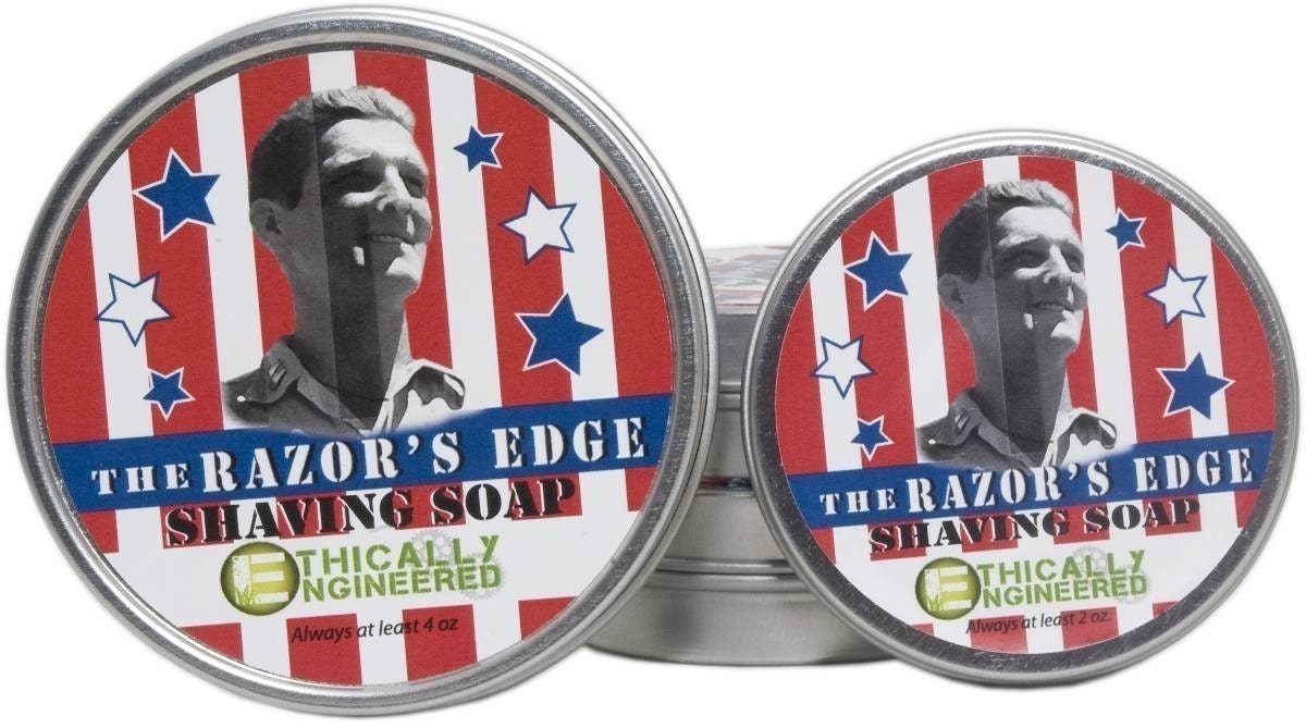 Vegan Organic Shaving Soap -- The Razor's Edge Vegan Shaving Soap with Mega Suds 6 month tin -- Made In America with All Natural Ingredients