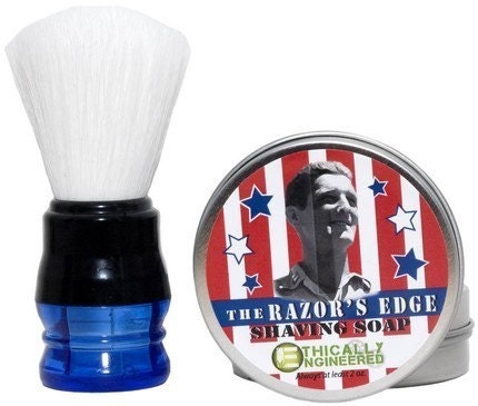 Vegan Organic Razor's Edge Peppermint Shaving Soap in 2 oz tin -- 3 month supply for sensitive skin Made in America for Men and Women