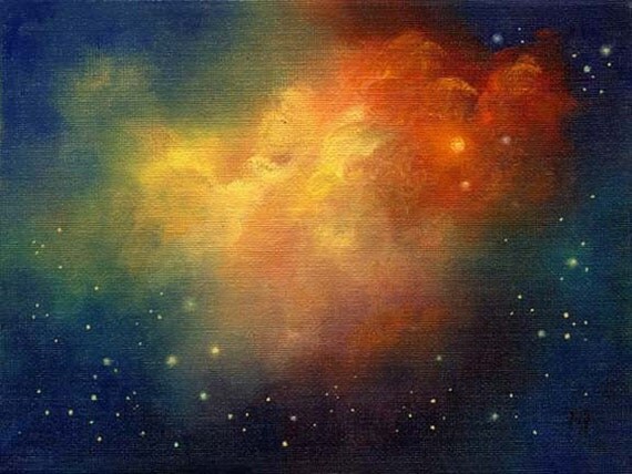 Angel Flight, Angel Art, Skyscape, Night Sky Oil Painting, Marina Petro