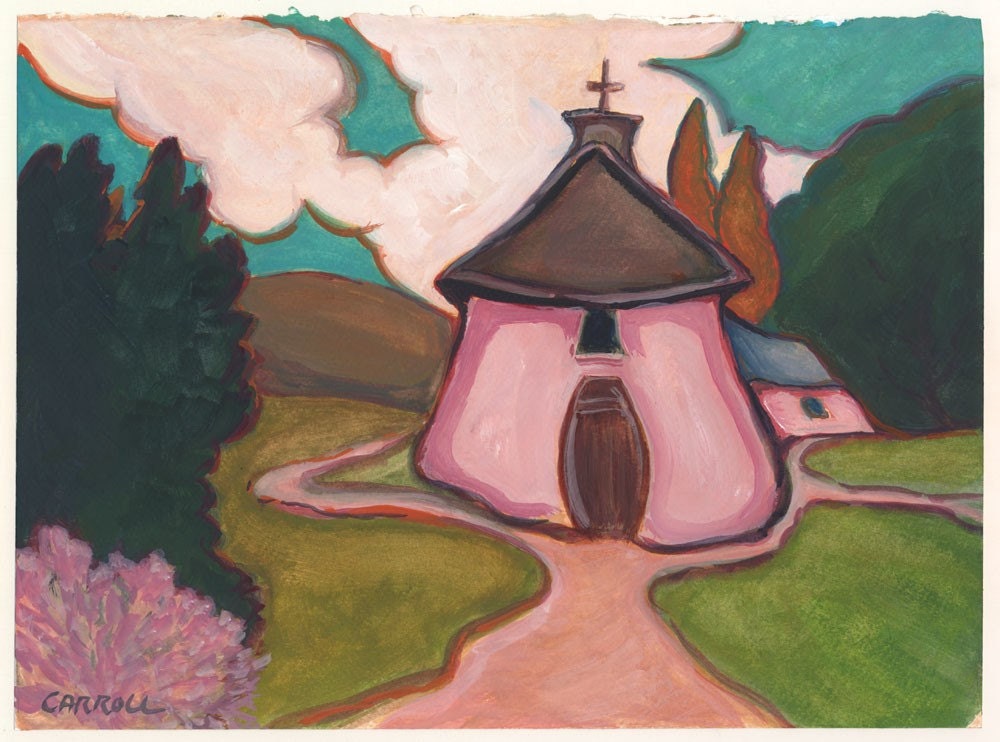 Church at Hondo Series No. 1 - Archival Print from Original Watercolor 11.25 x 15 inches with border