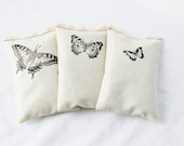 Hostess Gift - Butterfly Botanical Sachets - Eco White Home Decor - Drawer Sachets