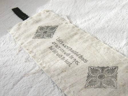 Linen Bookmark Stamped Quote Oatmeal