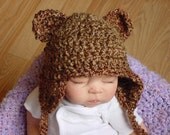 Brown Baby Bear Hat  3 to 6 Months, Photo Prop
