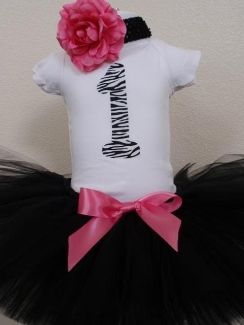ZEBRA 1st Birthday Onesie/Tutu Set - As Seen On Good Day Sacramento - NEW