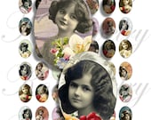 Cute little girs images 18x25mm oval images for charms, pendant, buttons, scrapbook and more Vintage Digital Collage Sheet No.885