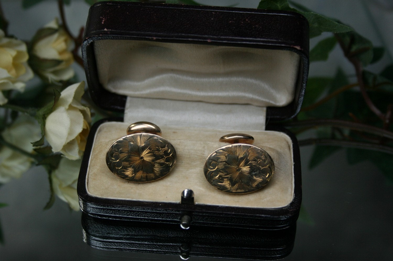 Cufflinks-Vintage Gold Filled Bean Back Cufflinks