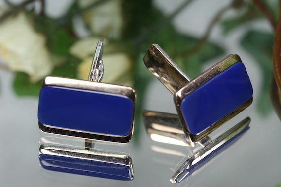 Cufflinks- Vintage Silver and  Blue Stone