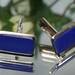 Cufflinks- Vintage Silver and  Blue Stone