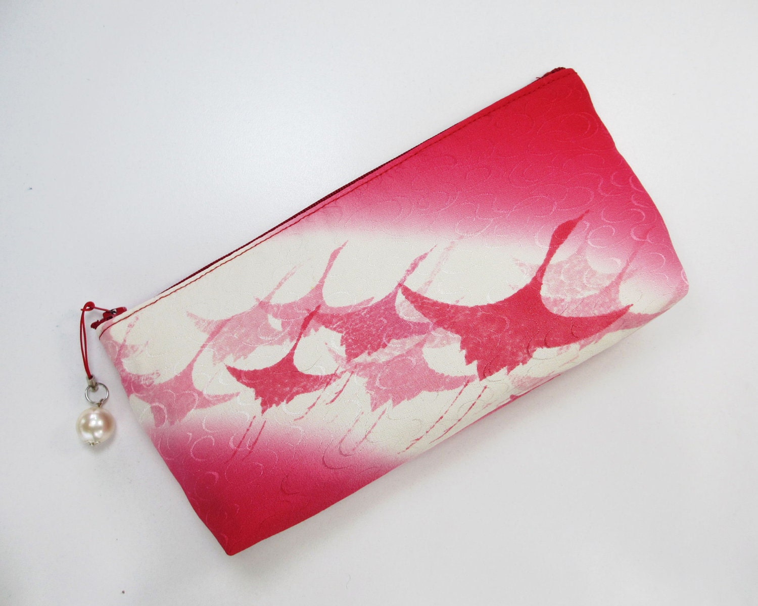 Flying Crane Clutch Bag Made From Vintage Kimono