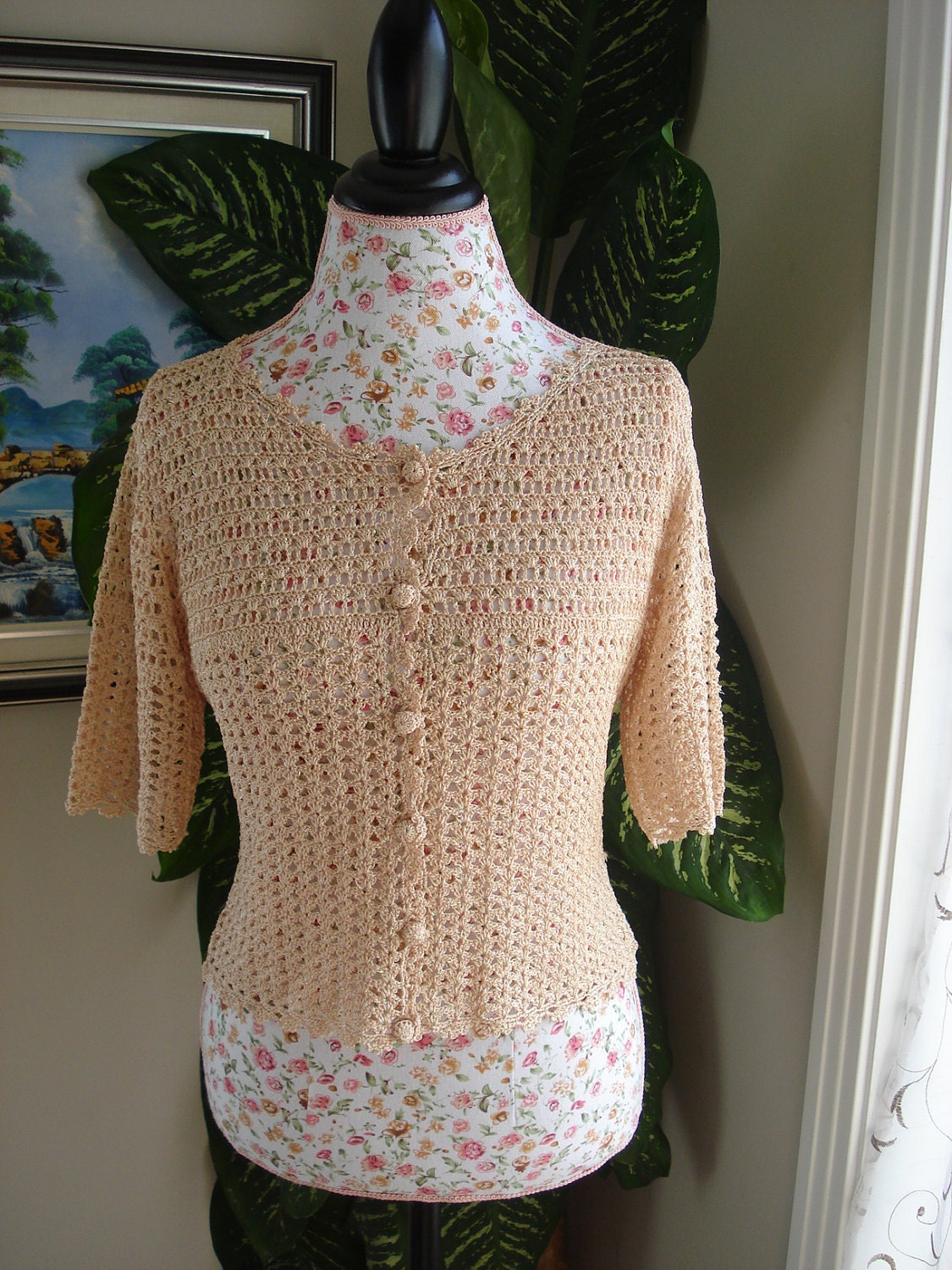 SALE 50% OFF/ Ready to ship/Handmade Peach top/ Crocheted size Small
