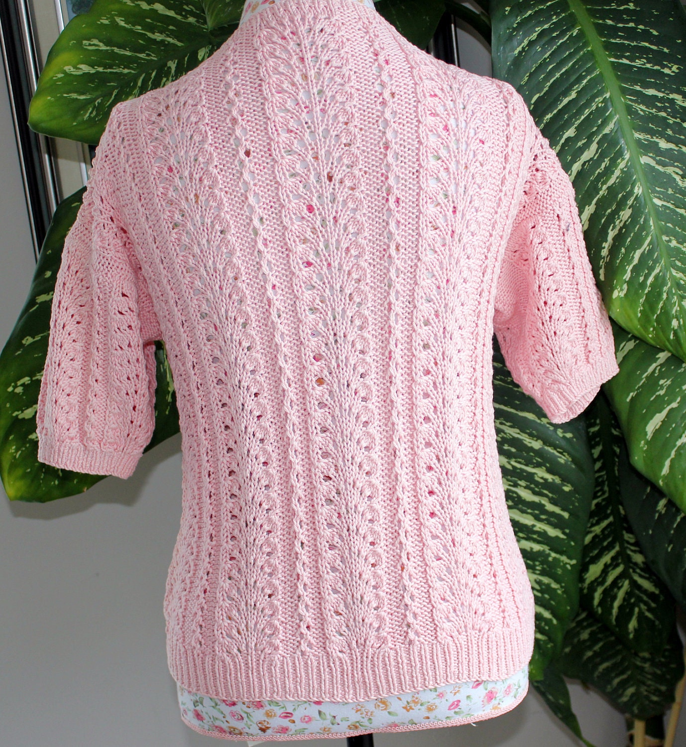 Ready to ship - HANDMADE GRANITA Open Knit Cotton Tunic hand knitted short sleeved/ Size Small/Medium