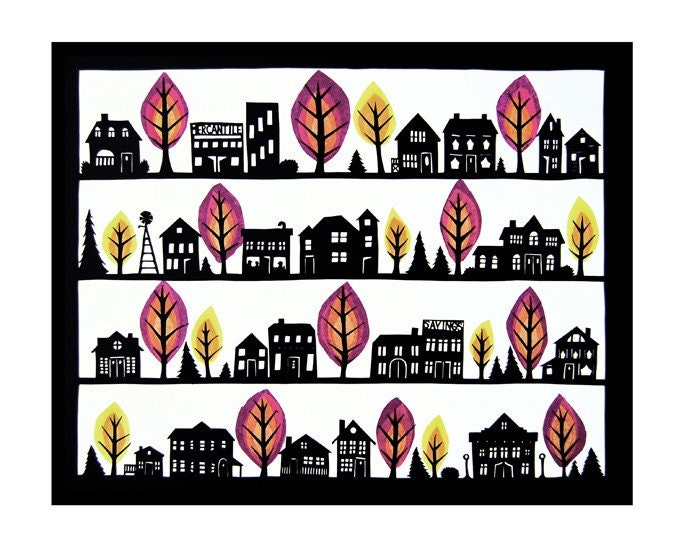 Our Town - Cut Paper Art Print