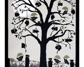 Tea Party - Cut Paper Art Print