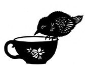 Tea Bird - 5 X 7 inch Cut Paper Art Print
