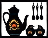 Tea For Two - Cut Paper Art Print