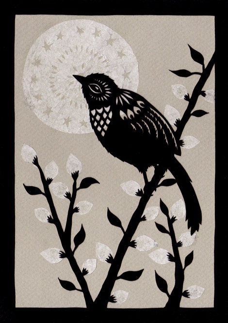 Moonlit Willow - Cut Paper Art Print