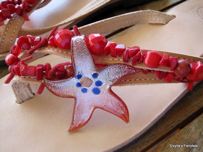 Starfish rouge - Leather sandals